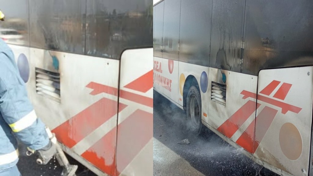 Θεσσαλονίκη: Φωτιά σε λεωφορείο του ΟΑΣΘ – Βρισκόταν εν κινήσει (φωτογραφίες)