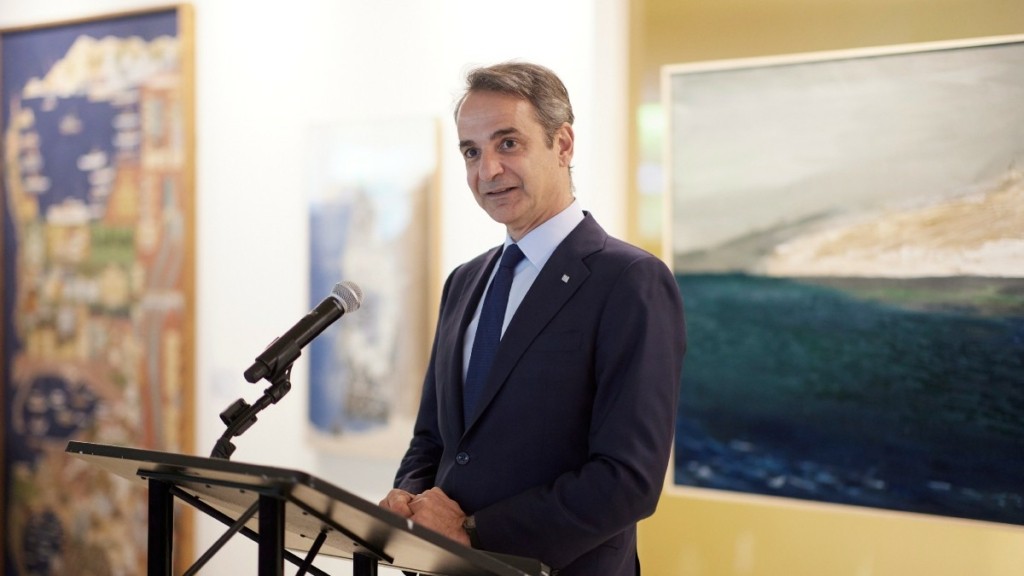 Ο Κ. Μητσοτάκης στα εγκαίνια της έκθεσης ζωγραφικής «Θάλαττα» στην έδρα του ΟΗΕ