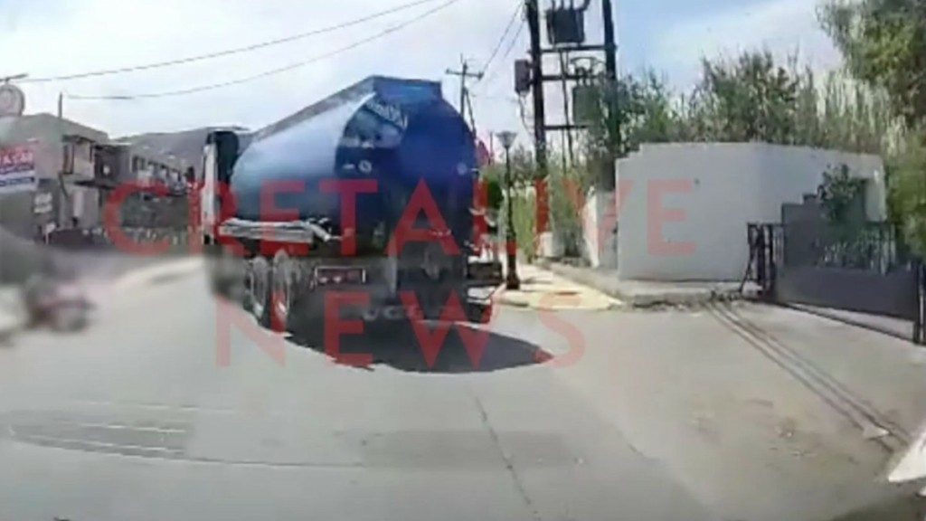 Ηράκλειο: Σφοδρή σύγκρουση βυτιοφόρου με μηχανή – Βίντεο Ντοκουμέντο