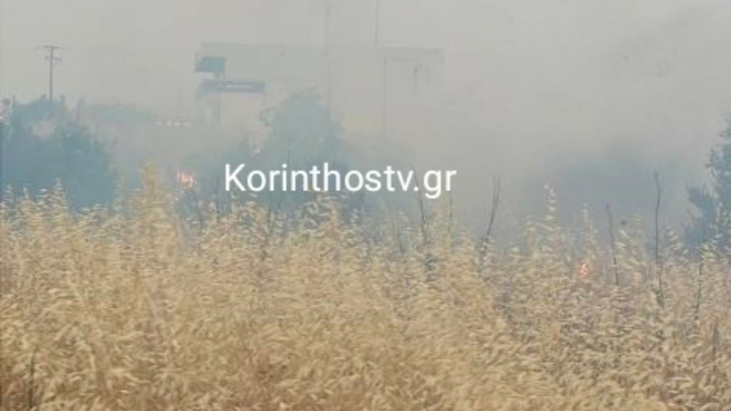Φωτιά σε ξέρα χόρτα δίπλα στον Προαστιακό Κορίνθου (Φωτογραφίες)