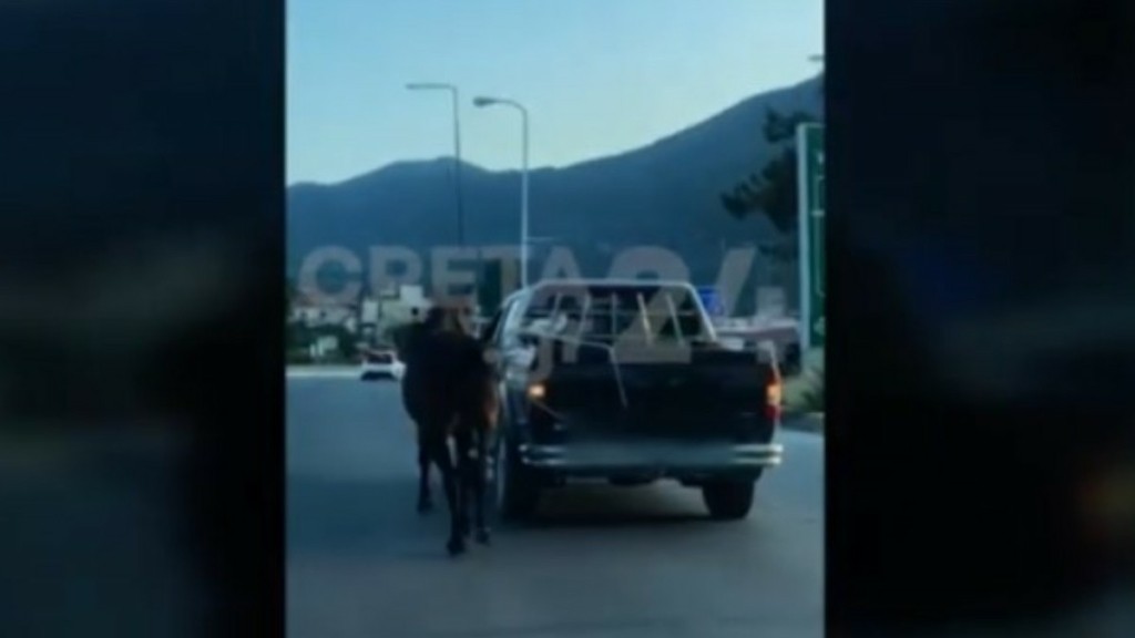 Ηράκλειο: Οδηγός έδεσε άλογο σε αγροτικό και το έσερνε (Βίντεο)