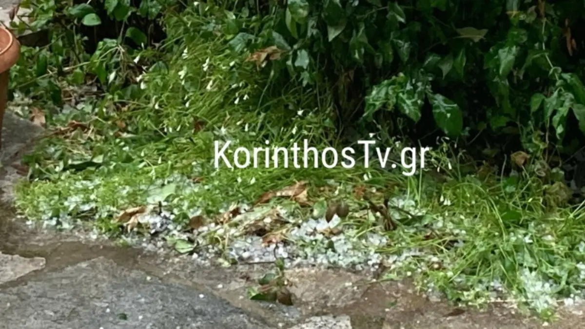 Ισχυρή χαλαζόπτωση έπληξε την Κόρινθο (Βίντεο)
