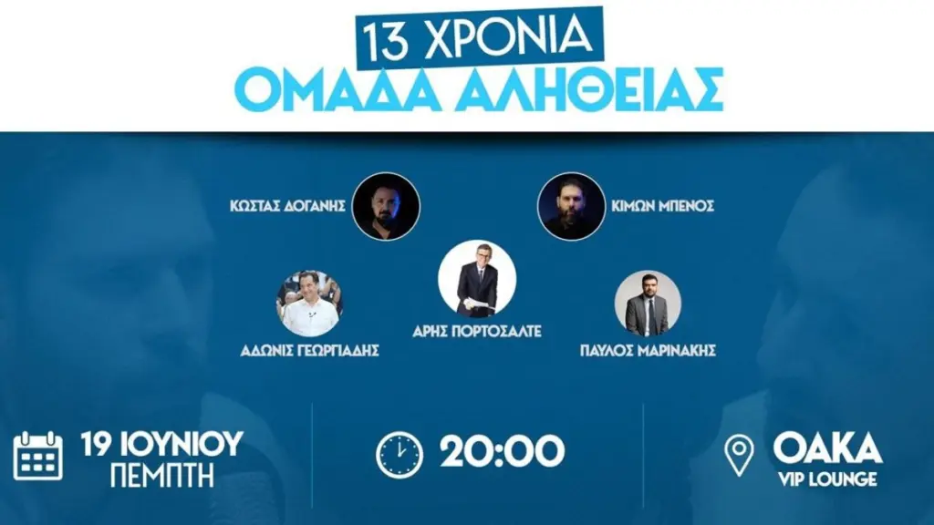 Ομάδα Αλήθειας: Οι ευχές για τα 13 χρόνια λειτουργίας από Άδωνι Γεωργιάδη, Παύλο Μαρινάκη και… Ανδρουλάκη (Βίντεο)
