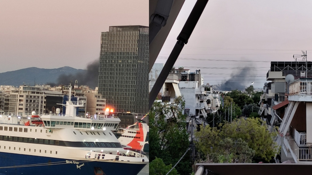Φωτιά σε οικοπεδικό χώρο στον Πειραιά – Καίει σκουπίδια (Εικόνες)
