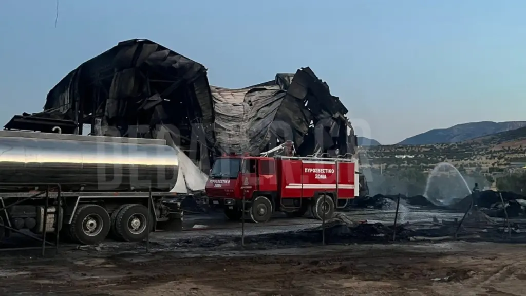Μέγαρα: Κάηκε ολοσχερώς το εργοστάσιο με πλαστικά – Αποπνικτική η ατμόσφαιρα (Εικόνες)