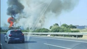 Κορωπί: Οριοθετήθηκε άμεσα η φωτιά στον παράδρομο της Αττικής Οδού (βίντεο)