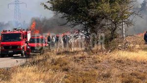 Φωτιά σε χαμηλή βλάστηση στη Δροσοπηγή – Ήχησε το 112 για εκκενώσεις οικισμών