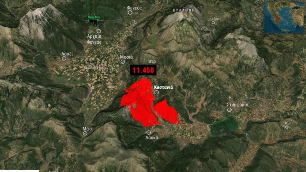 Χωρίς ενεργό μέτωπο η φωτιά στον Φενεό – Κάηκαν πάνω από 11.000 στρέμματα παρθένου δάσους