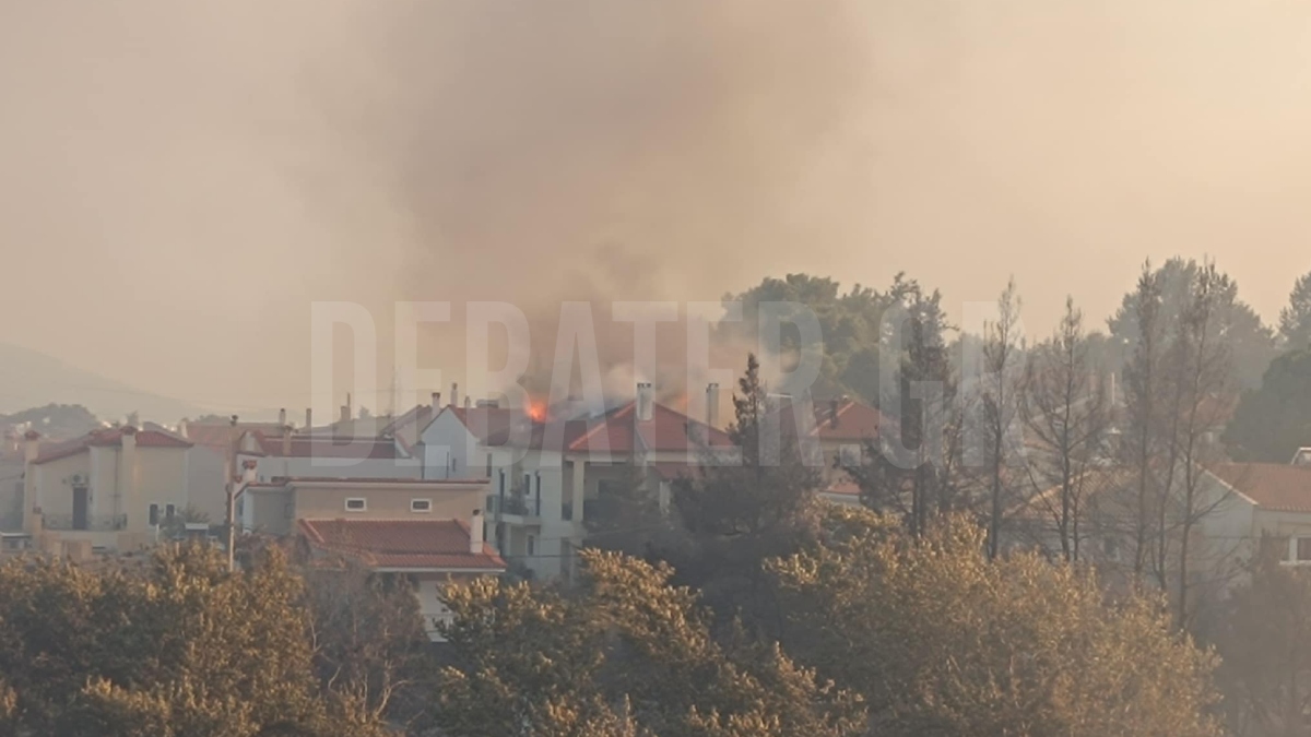 Φωτιά στην Αττική: Πύρινη λαίλαπα σε Κρυονέρι, Δροσοπηγή – Καίγονται σπίτια και μπαράζ μηνυμάτων του 112