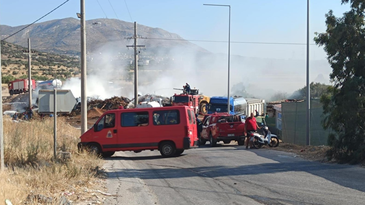 Φωτιά σε χωματερή στο Μαρκόπουλο – Καίει κοντά σε επιχειρήσεις (Εικόνες & Βίντεο)
