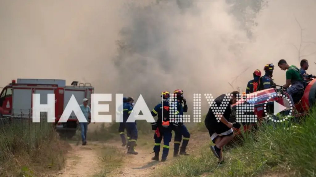 Φωτιά στο Γεράκι Ηλείας: Συνεχίζεται η μάχη με τις φλόγες – Σταμάτησαν οι ρίψεις εναέριων, επιχειρούν 102 πυροσβέστες