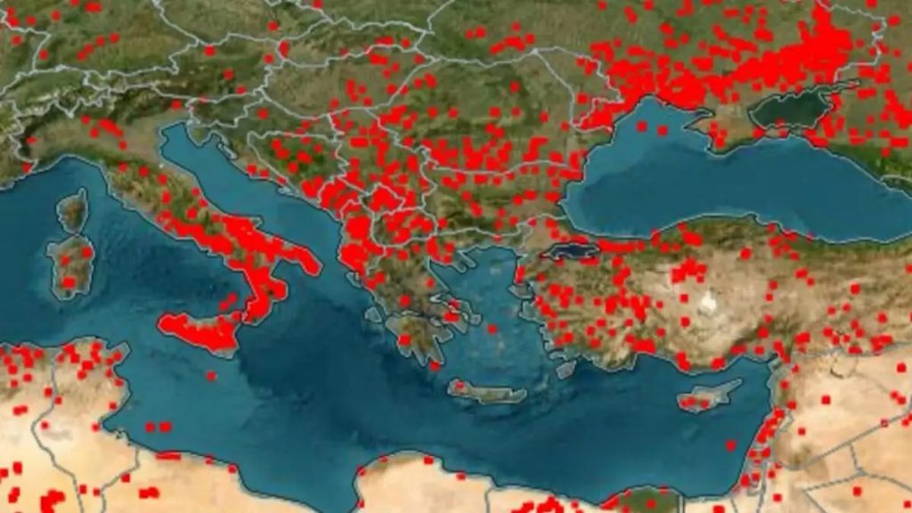 Η Μεσόγειος φλέγεται – Σοκάρει ο δορυφορικός χάρτης της NASA