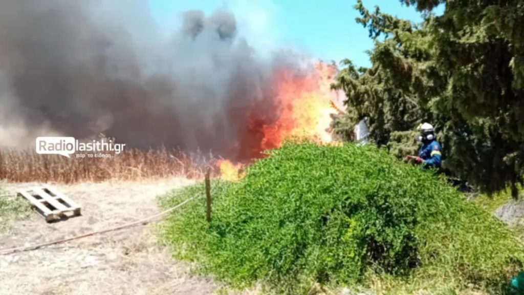 Φωτιά κοντά σε σπίτια στην Ιεράπετρα – Δείτε εικόνες