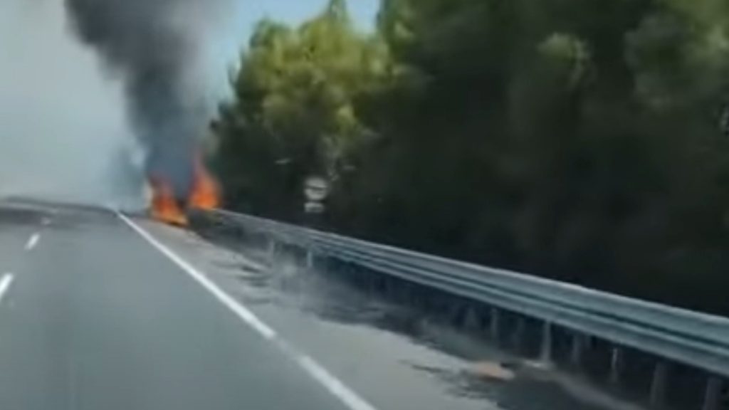 Λάρισα: Φωτιά στην Εθνική οδό στο ύψος της Γυρτώνης (Βίντεο)