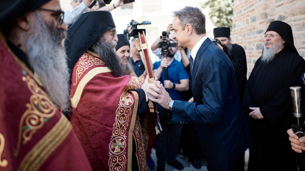 Κυριάκος Μητσοτάκης: Επισκέφτηκε την Ιερά Μονή Βατοπεδίου
