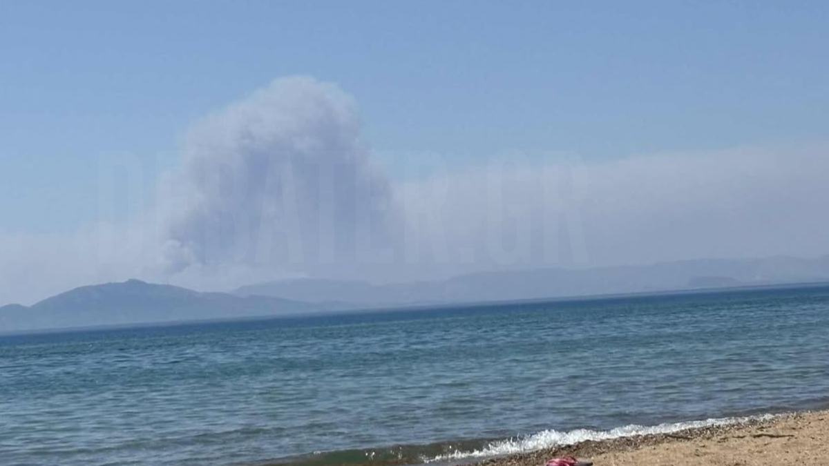 Φωτιά στη Ζάκυνθο: Ορατός από την παραλία της Κυλλήνης ο πυκνός καπνός (Φωτογραφία)