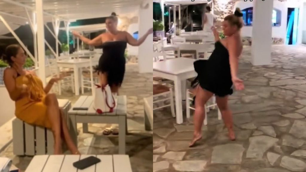 Δανάη Μπάρκα: Ξεφάντωσε μαζί με τη Νόνη Δούνια σε εστιατόριο στη Σύρο – Ο  ξέφρενος χορός τους (vid)