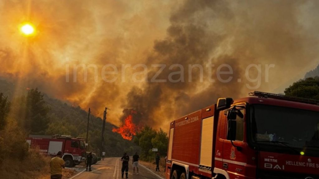 Φωτιά στη Ζάκυνθο: Μαίνεται ανεξέλεγκτη η πυρκαγιά – Ενισχύθηκαν οι πυροσβεστικές δυνάμεις (Βίντεο)