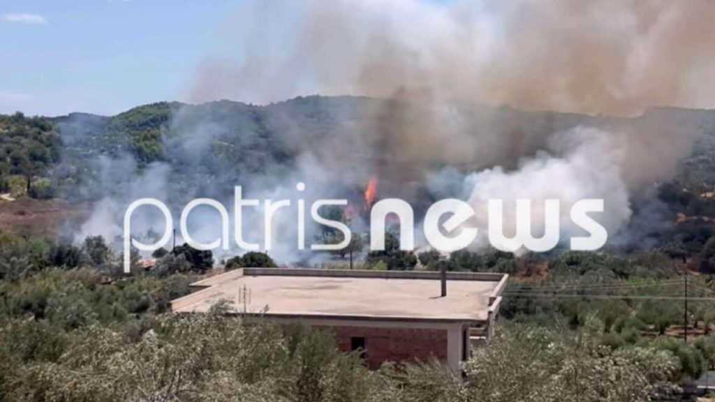 Φωτιά στο Μαλαπάσι Πύργου – Μήνυμα από το 112 για ετοιμότητα, κοντά σε σπίτια οι φλόγες