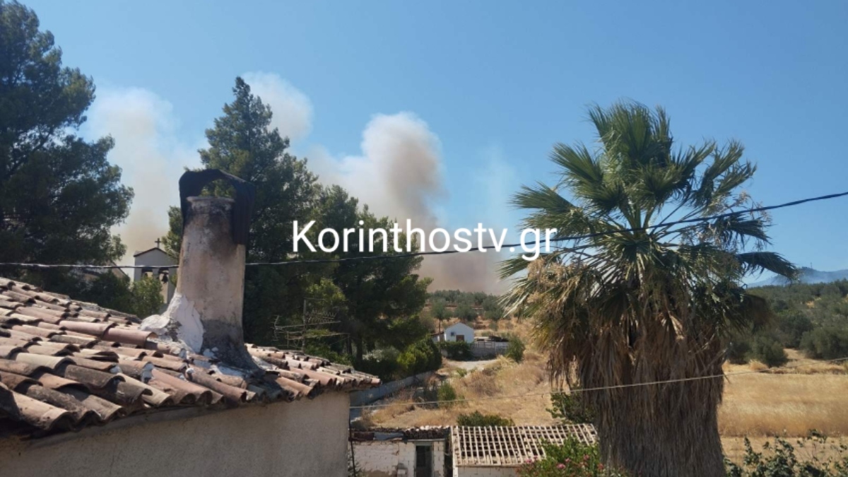 Φωτιά σε αγροτοδασική έκταση στην Αρχαία Νεμέα – Ήχησε το 112 για εκκένωση οικισμού (Βίντεο)