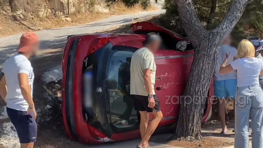 Χανιά: Αυτοκίνητο τούμπαρε και καρφώθηκε σε δέντρο – Ένας τραυματίας (Βίντεο)