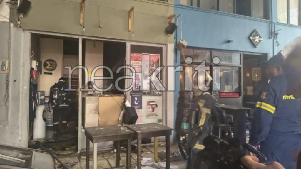 Ηράκλειο: Ισχυρή έκρηξη φιάλης σε καφενείο – Ένας τραυματίας (Φωτογραφίες)
