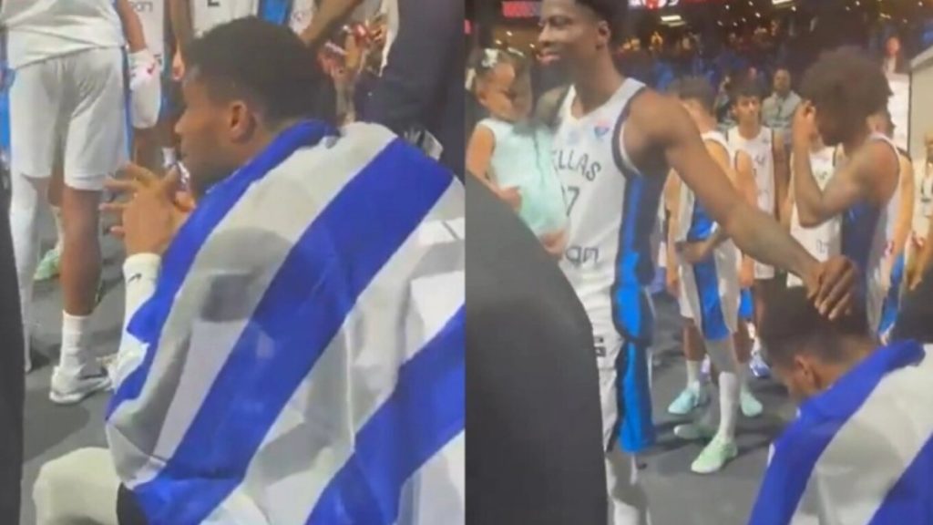 Συγκίνηση στο Eurobasket: Αντετοκούνμπο δακρυσμένος με την ελληνική σημαία στην πλάτη (Βίντεο)