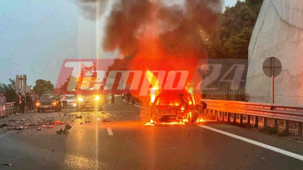 Τραγωδία στην Εθνική Αθηνών-Πατρών: Απανθρακώθηκε ένας άνθρωπος μετά από σφοδρή σύγκρουση οχημάτων (Βίντεο)