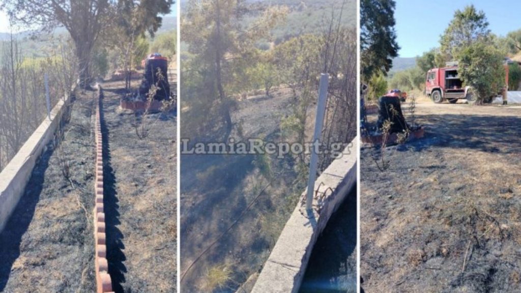 Φθιώτιδα: Φωτιά στην περιοχή Γλύφα –  Οι φλόγες «έγλειψαν» την εκκλησάκι της Αγίας Αικατερίνης (Εικόνες)
