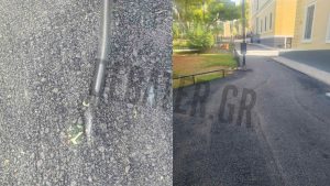 Απίστευτο και όμως ελληνικό! Ασφαλτόστρωσαν μέχρι και τα τραπεζάκια στο προαύλιο δικαστηρίων (Εικόνες)