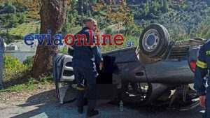 Σοβαρό τροχαίο στην Εύβοια: ΙΧ αναποδογύρισε και εγκλώβισε μέσα τον οδηγό (φωτογραφίες)