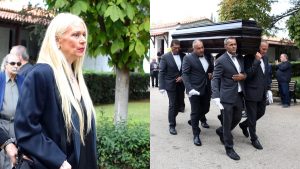 Γιώργος Νιάρχος: Συντετριμμένη στην κηδεία του η σύζυγός του, Μάρα Θρασυβουλίδου (pics)