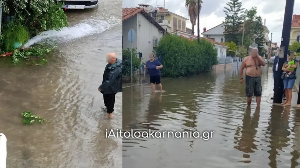Μεσολόγγι: «Βούλιαξε» από την κακοκαιρία (Βίντεο)