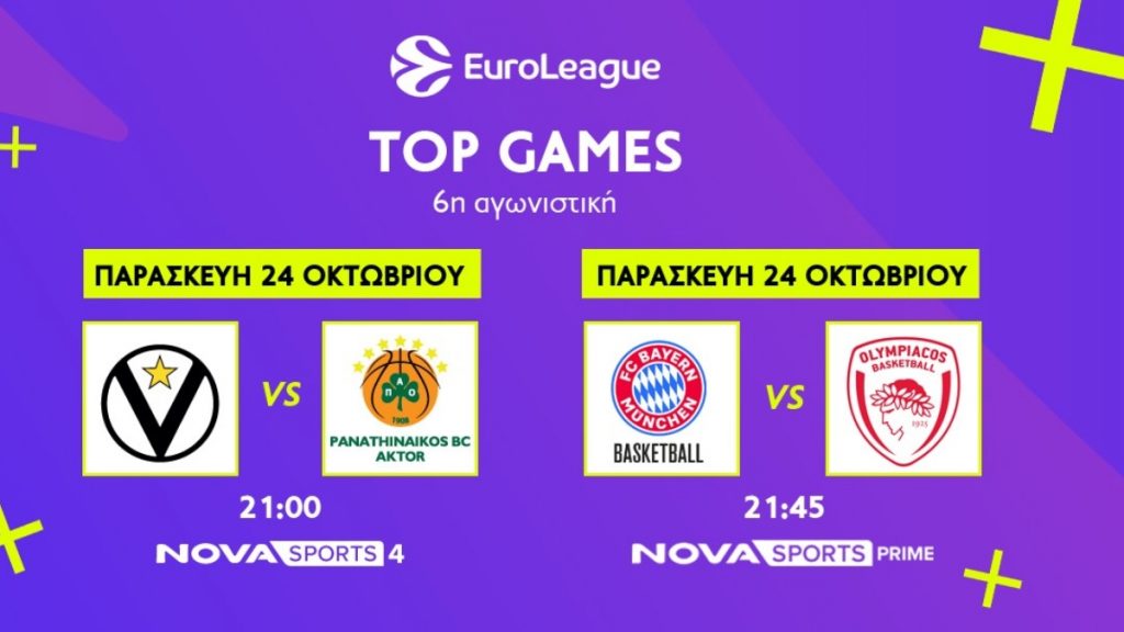 Πλούσιο μπασκετικό θέαμα με EuroLeague, EuroCup και Αθηναϊκό Qualco στο παρκέ του Novasports!