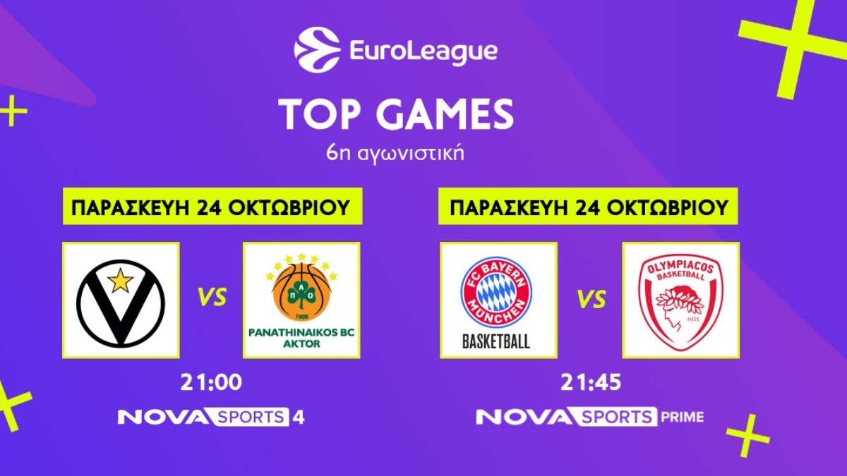 Πλούσιο μπασκετικό θέαμα με EuroLeague, EuroCup και Αθηναϊκό Qualco στο παρκέ του Novasports!