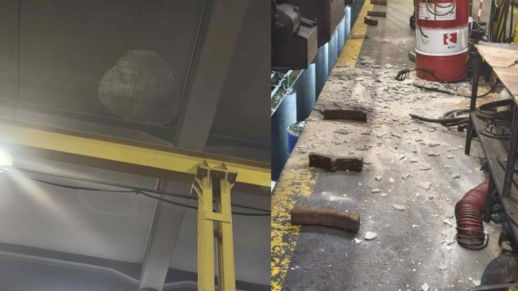 Θεσσαλονίκη: Τρόμος στο μηχανοστάσιο του ΟΣΕ – Έπεσαν σοβάδες από το ταβάνι (Φωτογραφίες)