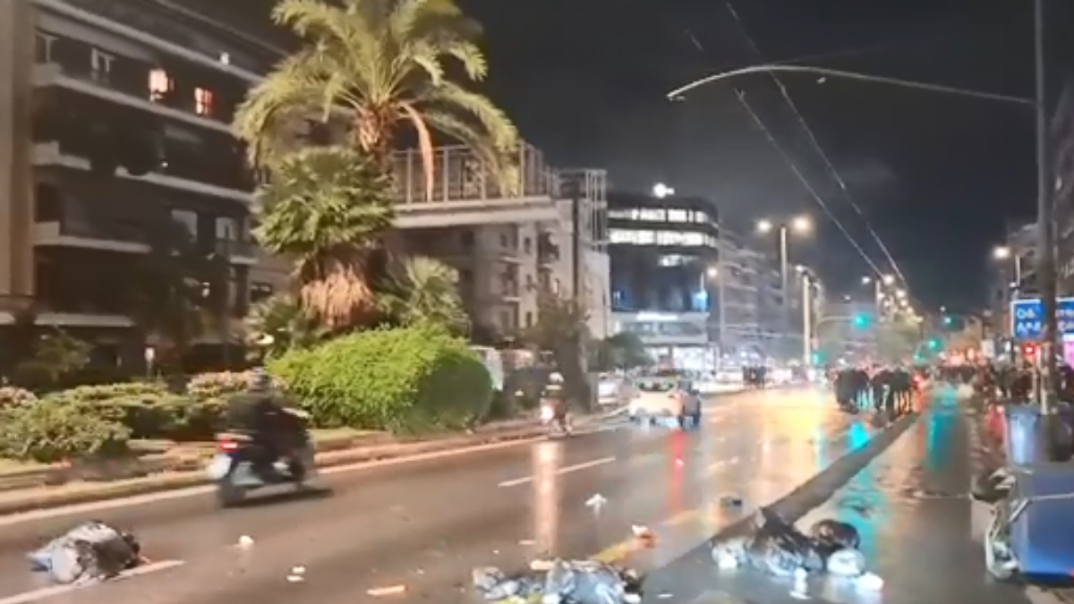Πανόρμου: Μολότοφ και φωτιά σε κάδο μετά την πορεία για την Παλαιστίνη στο κέντρο της Αθήνας (Βίντεο)
