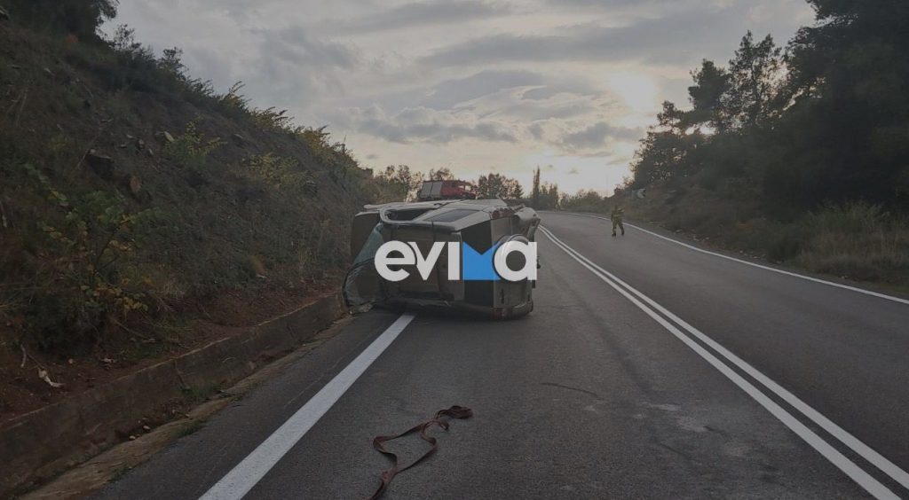 Τροχαίο στην Εύβοια: Τζιπ αναποδογύρισε στη μέση του δρόμου – Ένας τραυματίας (Φωτογραφίες)