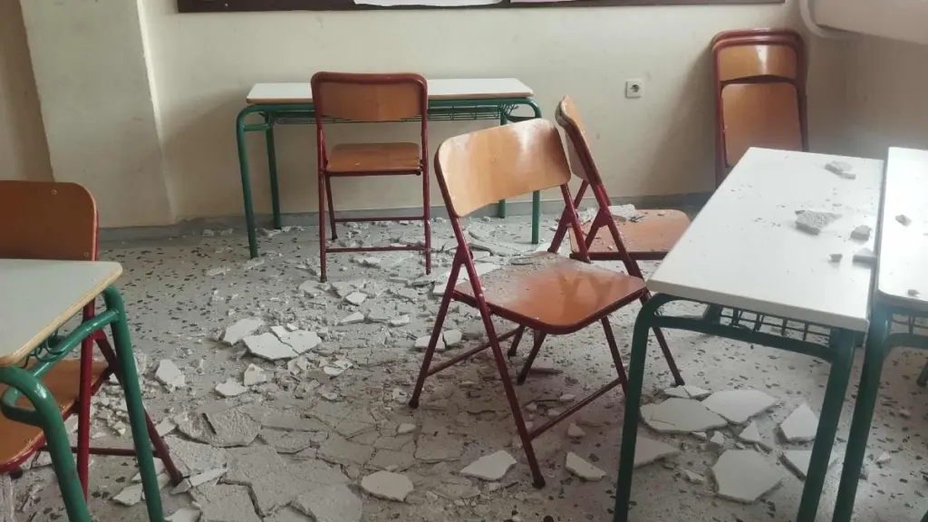 Πόρτο Ράφτη: Σοβάδες έπεσαν σε σχολείο και τραυμάτισαν δύο μαθητές