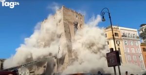 Κατάρρευση τμήματος μεσαιωνικού πύργου στη Ρώμη – Εγκλωβισμένος εργάτης κάτω από τα συντρίμμια