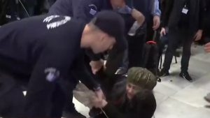 Η Ελένη Λουκά “μπούκαρε” στο Παλλάς – Έπεσε κάτω και φώναζε “Τσίπρα προδότη” (βίντεο)