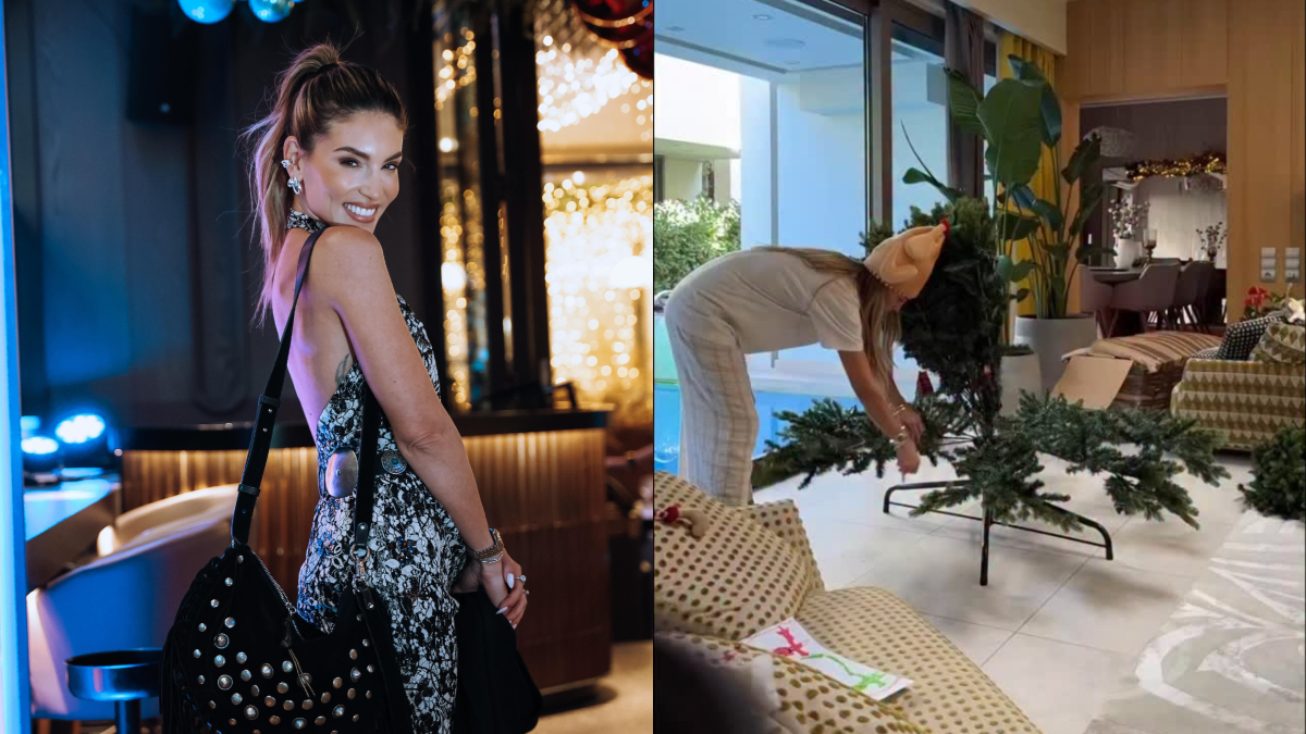 Αθηνά Οικονομάκου: Στόλισε το χριστουγεννιάτικο δέντρο με τον σύντροφό της και τα παιδιά της