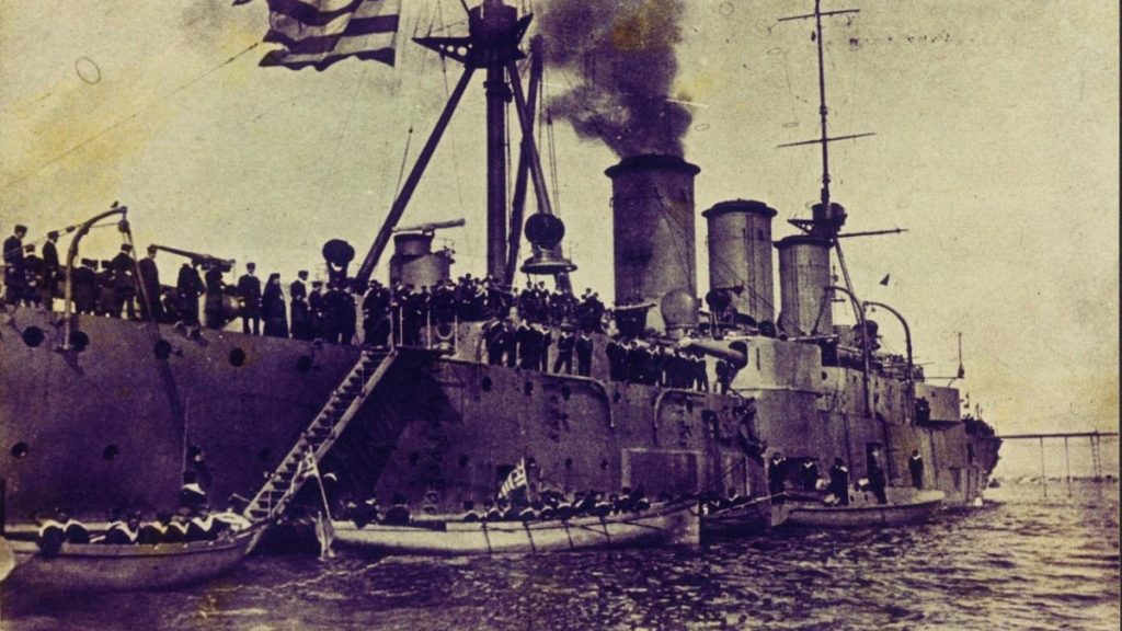 Το θρυλικό θωρακισμένο καταδρομικό «Γεώργιος Αβέρωφ» και η κατά μέτωπο επίθεση στην Τουρκική ναυαρχίδα (Εικόνα)