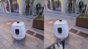 Το πρώτο robot delivery στη Χίο είναι γεγονός – Μοιάζει με κουβά και πηγαίνει παραγγελίες (vid)