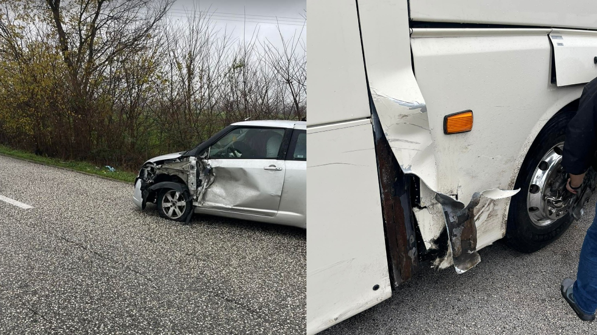 Καρδίτσα: Λεωφορείο συγκρούστηκε με αυτοκίνητο (Φωτογραφίες)