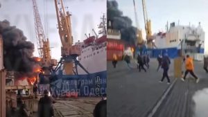 Ρωσία: Xτύπησε τουρκικό πλοίο στην ακτή της Οδησσού (Βίντεο)