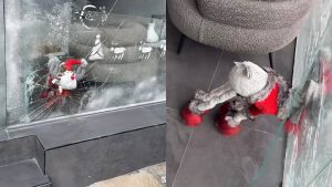 Ο ιδιαίτερος στολισμός βιτρίνας για τα Χριστούγεννα – Η σπασμένη τζαμαρία που αξιοποιήθηκε (vid)