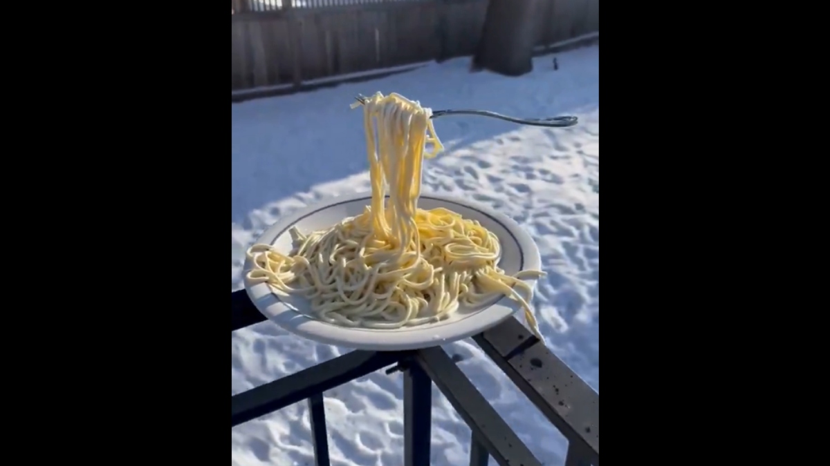 Απίστευτο θέαμα στη Μινεάπολη: Μακαρόνια πάγωσαν στον αέρα από το ακραίο ψύχος (βίντεο)