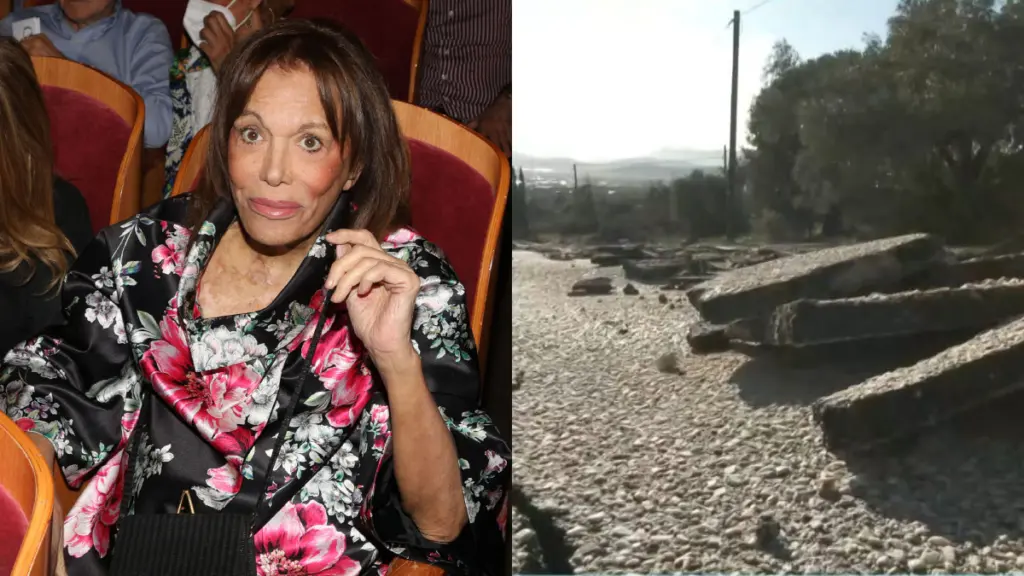 Μαίρη Χρονοπούλου: Εικόνες καταστροφής έξω από το σπίτι της στην Παιανία λόγω της κακοκαιρίας (vid)