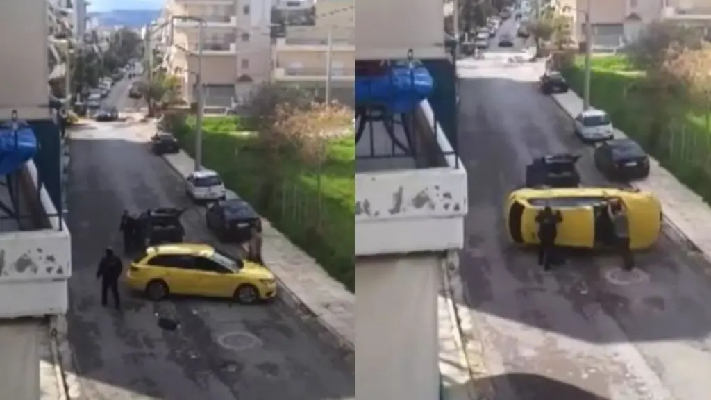 Ίλιον: Ταξί μπήκε ανάποδα σε μονόδρομο και κατέληξε αναποδογυρισμένο (Βίντεο)